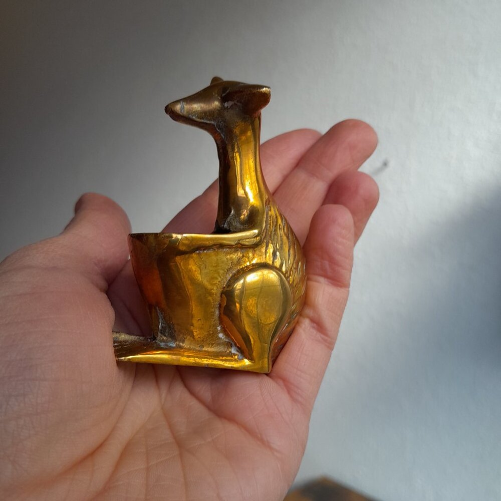 Vintage Brass Kangaroo 3" Incense Burner Miniature with Pouch Pocket Figurine - Picture 10 of 11
